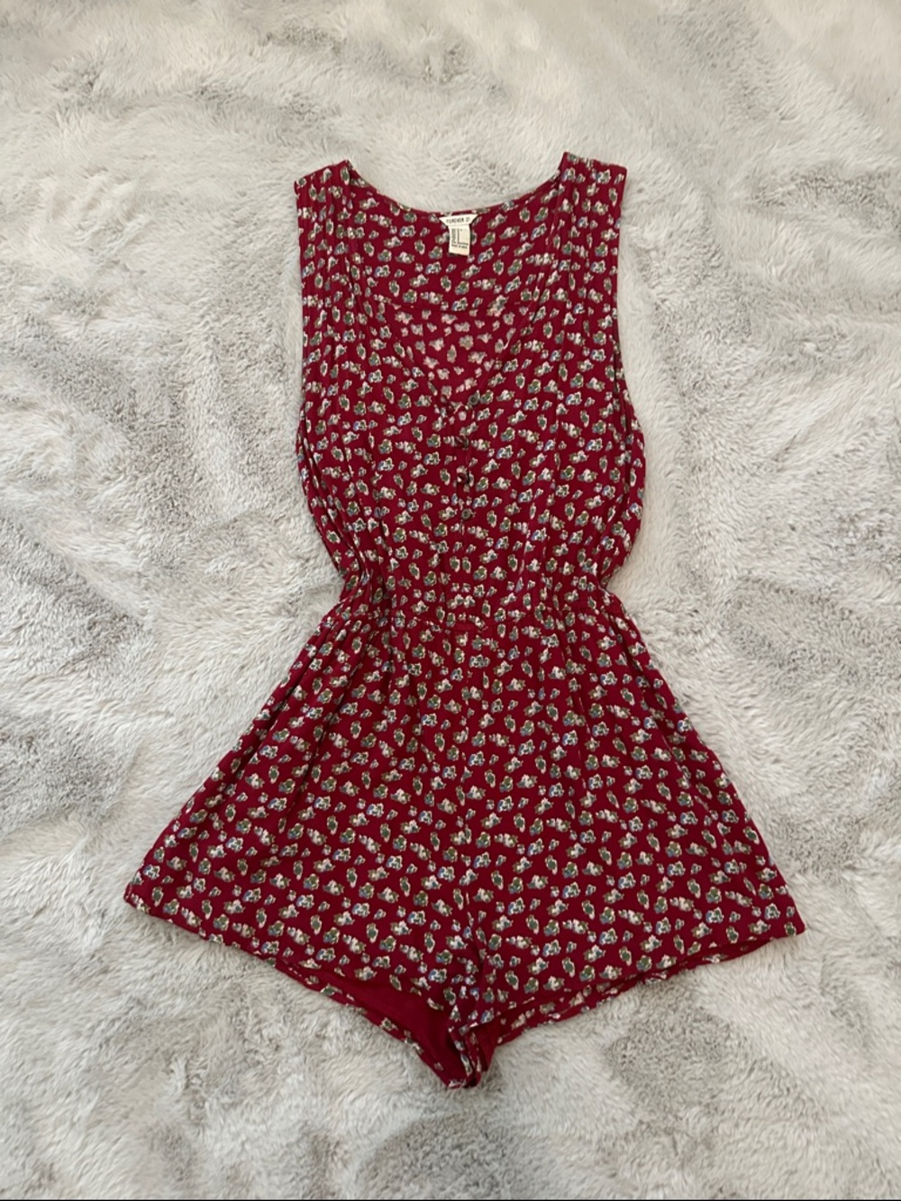 100% cotton Red Floral Sleeveless Romper